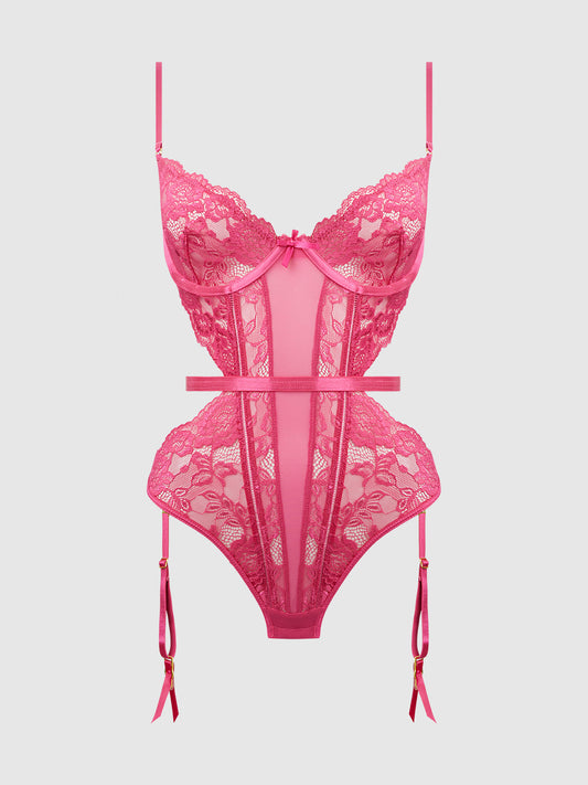 HARLOW LACE & MESH UNDERWIRE TEDDY