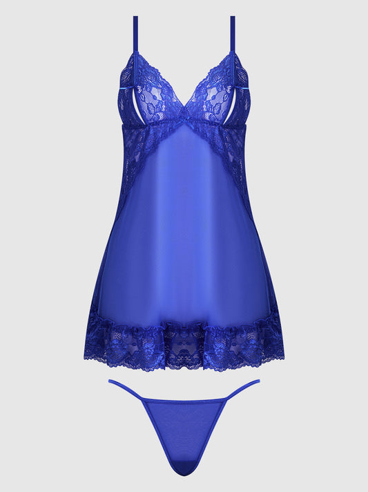 HARLOW LACE & MESH BABYDOLL & G-STRING SET