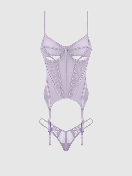 VIVIENNE LACE & MESH BUSTIER & G-STRING SET