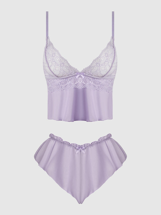 VIVIENNE LACE & MESH CAMI & TAP SHORT SET