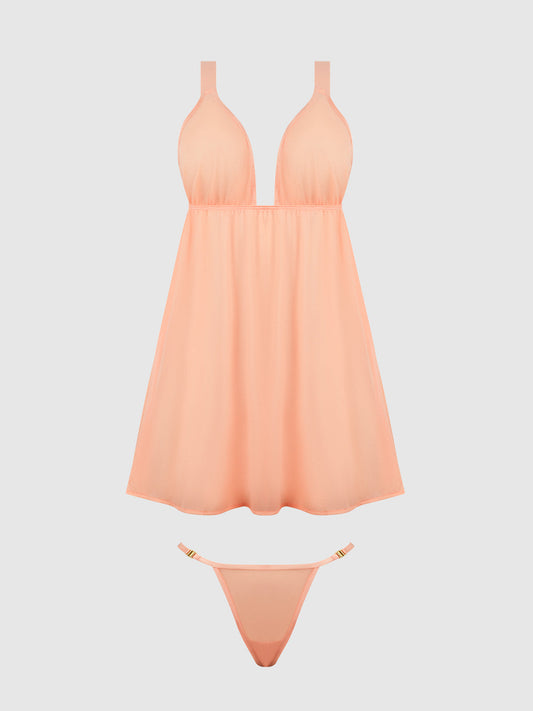 YVONE SHIMMER MESH BABYDOLL & G-STRING SET