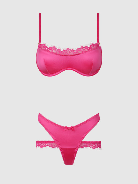 ISSADORA OILSLICK & LACE PUSH UP BRA & STRAPPY BACK TANGA