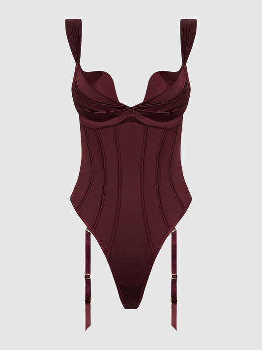 BRIGETA SATIN DRAPED PUSH UP TEDDY