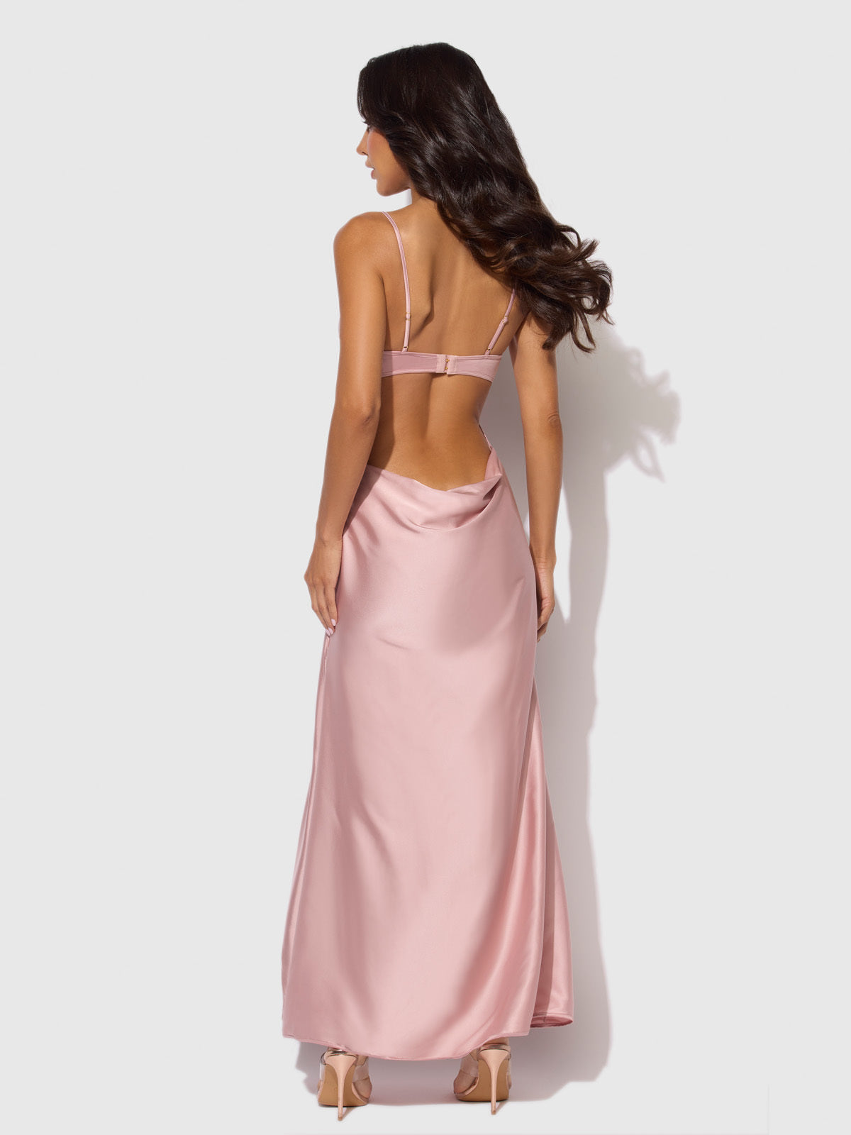 BRIGETA SATIN MONO WIRE LONG GOWN
