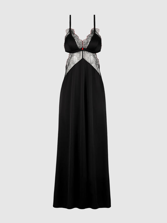 ILENA EMBROIDERED TULLE TRIANGLE TOP LONG GOWN