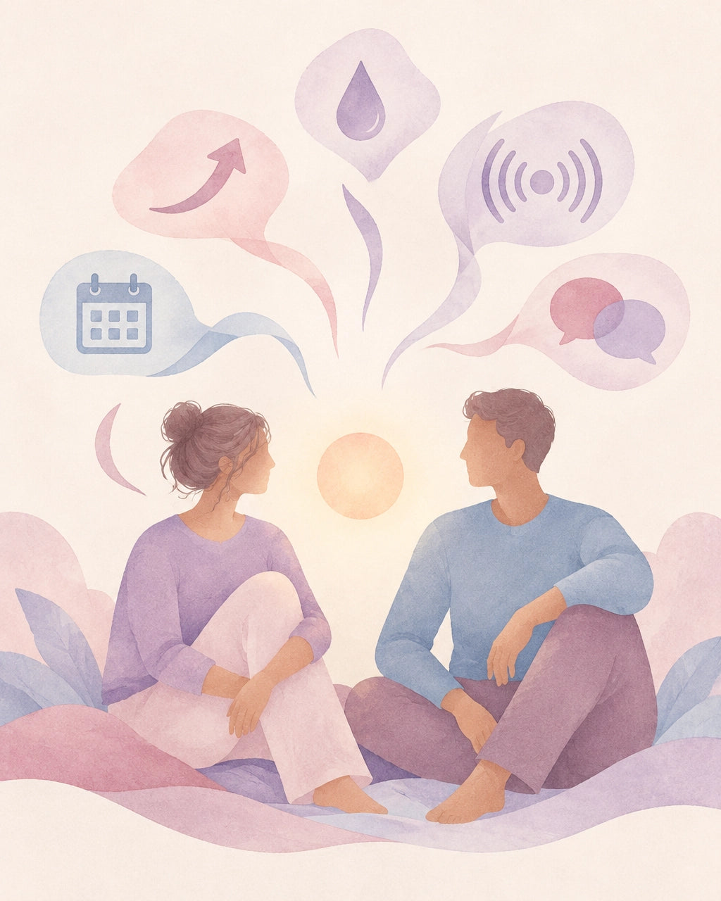 Two people share a thoughtful conversation as common intimacy myths give way to connection