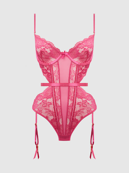 HARLOW LACE & MESH UNDERWIRE TEDDY