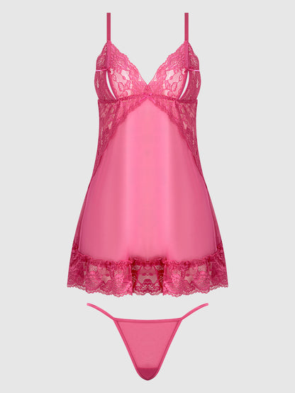 HARLOW LACE & MESH BABYDOLL & G-STRING SET