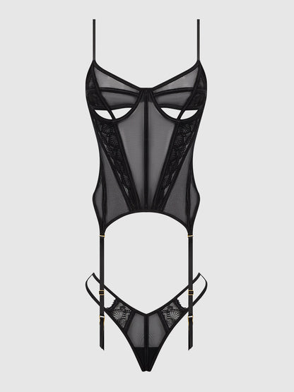 VIVIENNE LACE & MESH BUSTIER & G-STRING SET