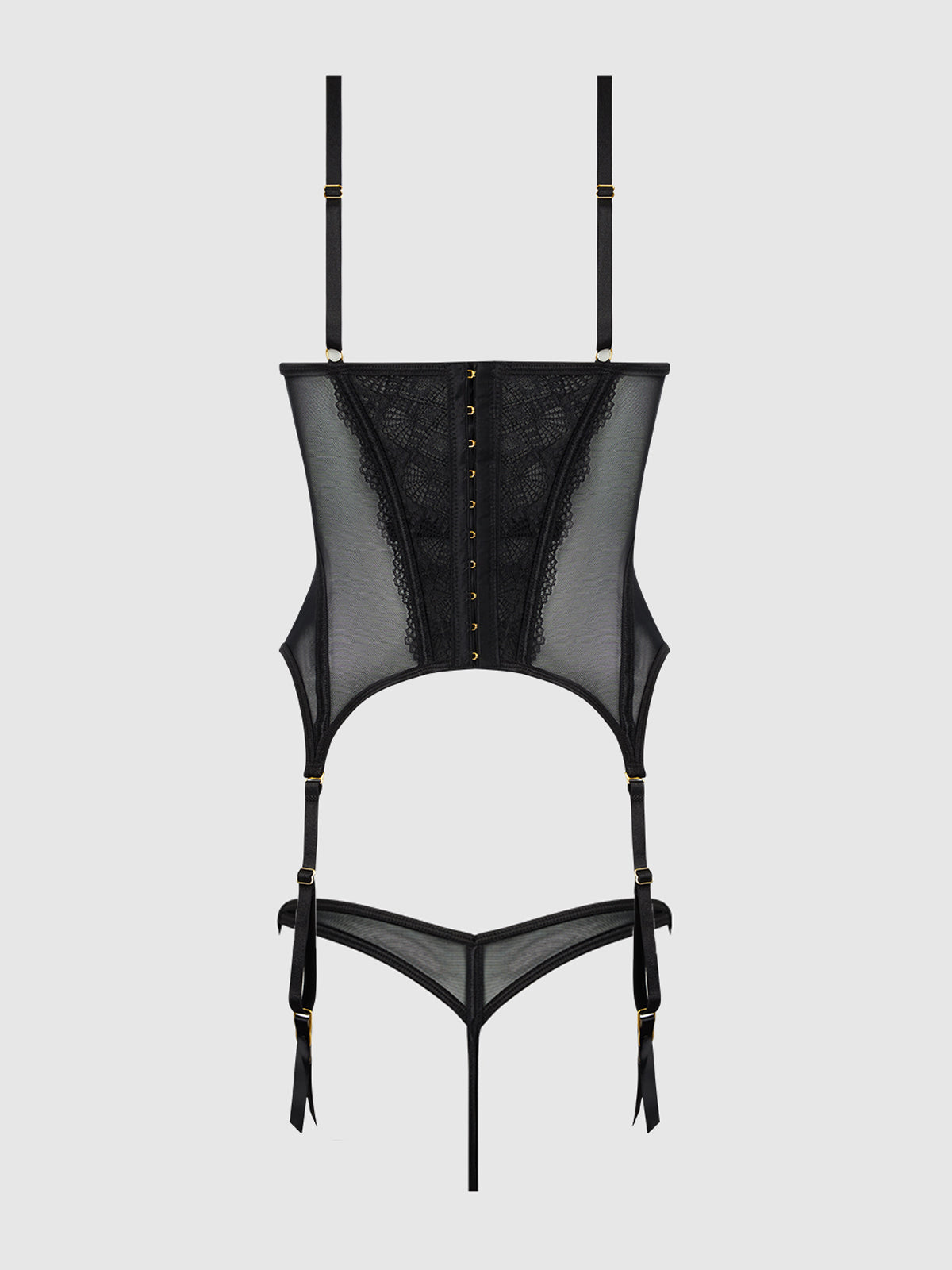 VIVIENNE LACE & MESH BUSTIER & G-STRING SET