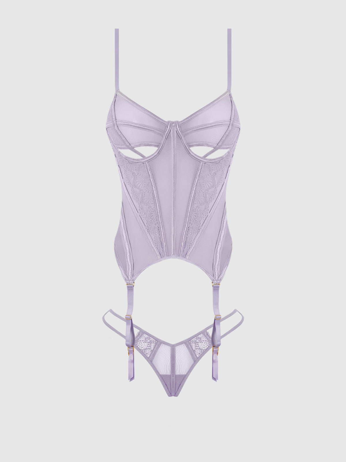 VIVIENNE LACE & MESH BUSTIER & G-STRING SET