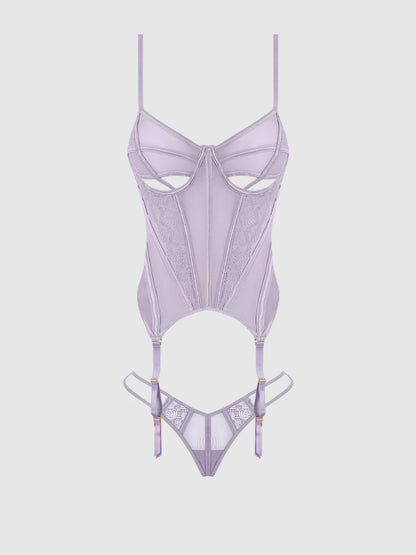 VIVIENNE LACE & MESH BUSTIER & G-STRING SET