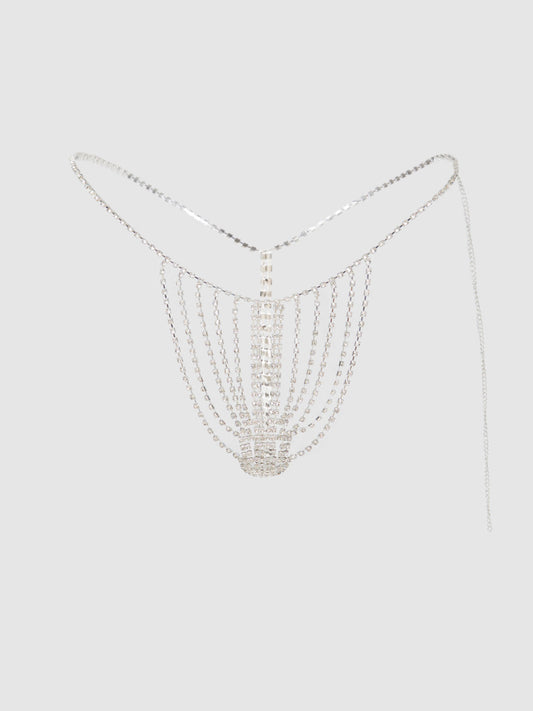 RHINESTONE VERTICAL THONG