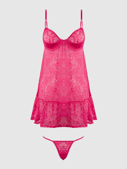 FLORA  LACE BABYDOLL & G-STRING SET