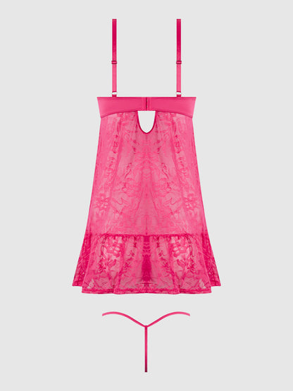 FLORA  LACE BABYDOLL & G-STRING SET