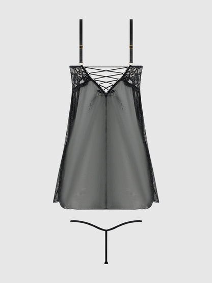 BELLA LACE & MESH BABYDOLL & G-STRING SET