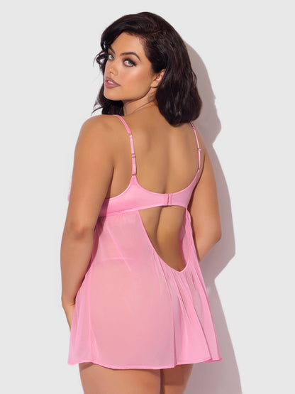 ZOE OIL SLICK OPENABLE CUP UNDERWIRE BABYDOLL SET