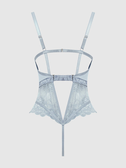 SIENNA SATIN & LACE WIRELESS TEDDY