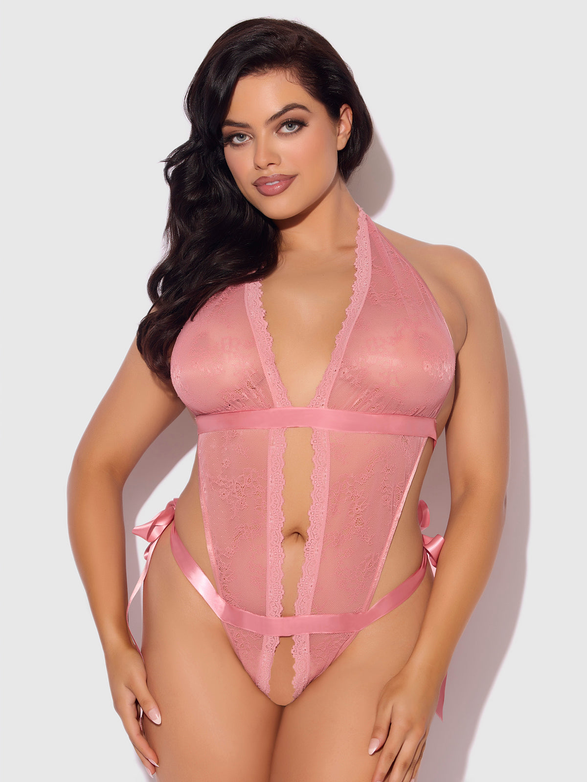 KIKI LACE & SATIN DROP OFF TEDDY