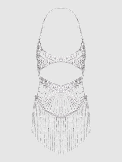 RHINESTONE NETTED CHEMISE