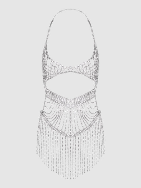 RHINESTONE NETTED CHEMISE