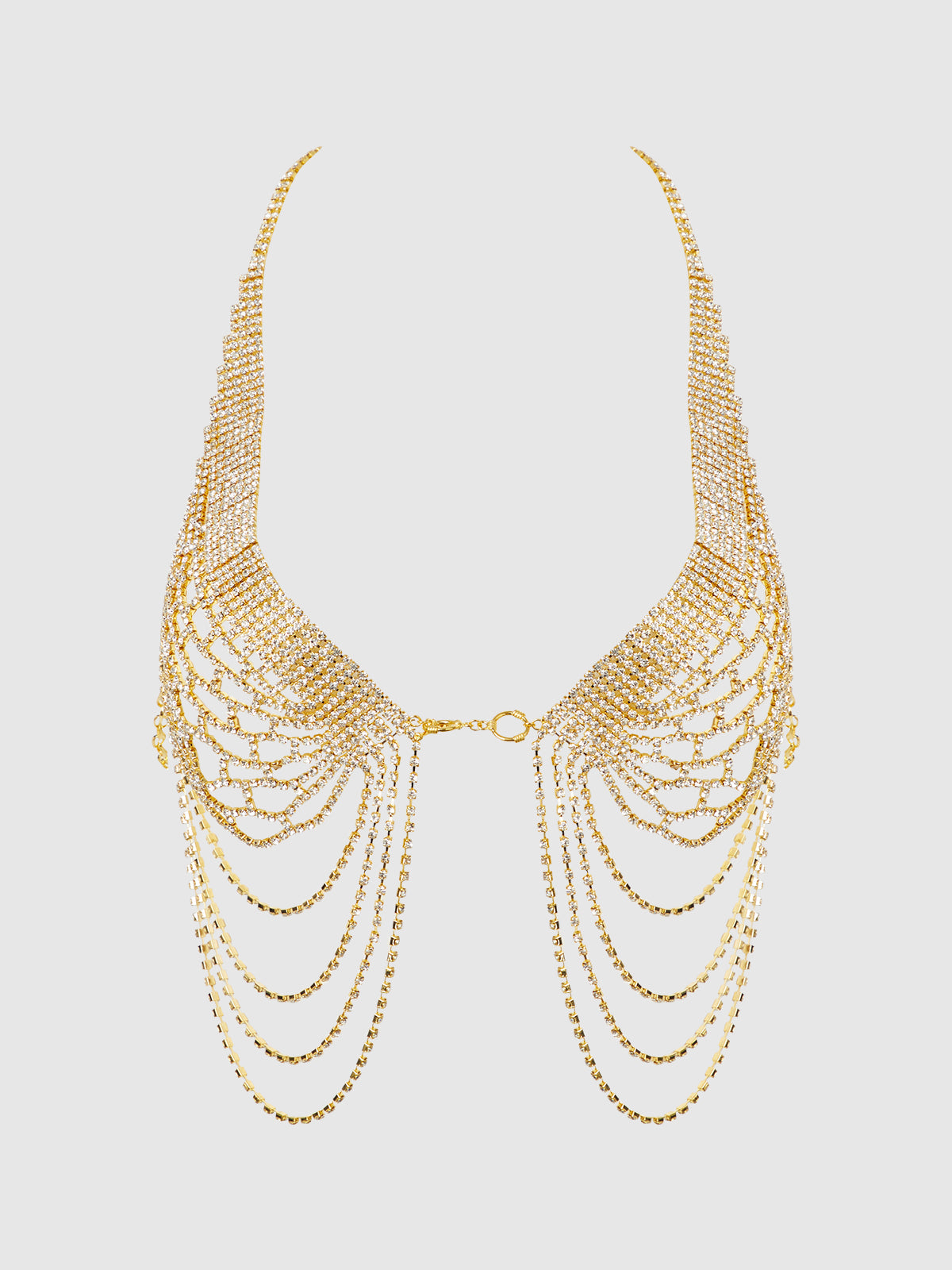 RHINESTONE NET HALTER WITH OPENABLE FRONT
