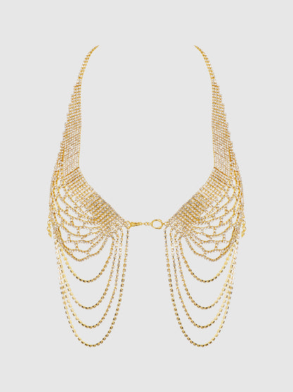 RHINESTONE NET HALTER WITH OPENABLE FRONT