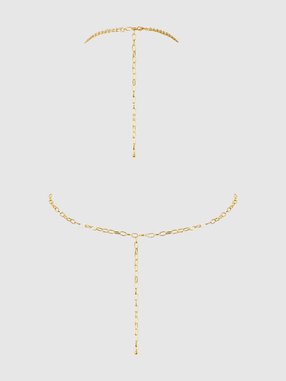 RHINESTONE NET HALTER WITH OPENABLE FRONT
