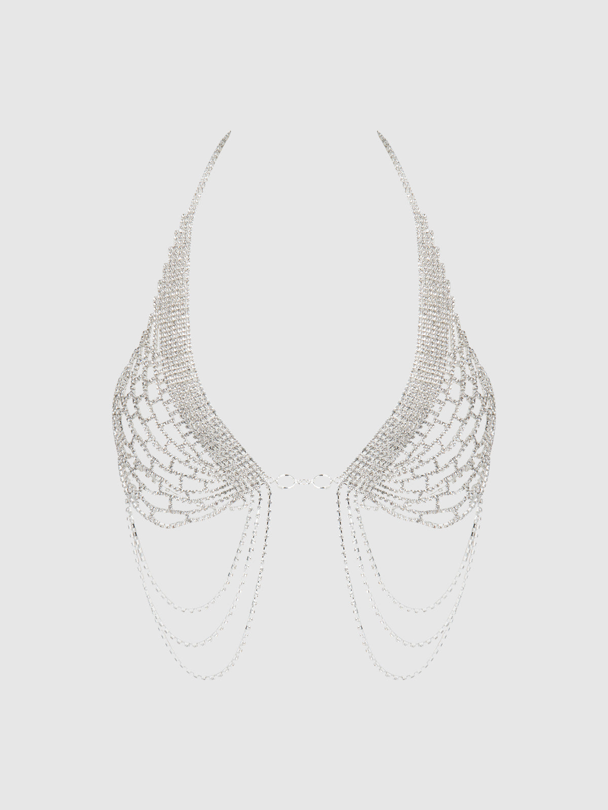 RHINESTONE NET HALTER WITH OPENABLE FRONT