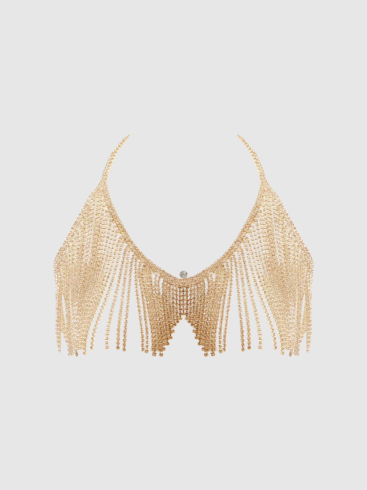 RHINESTONE DANGLE V-NECK BRA