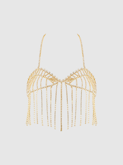 RHINESTONE FRINGE CROPPED CAMI TOP