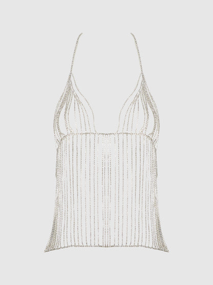 RHINESTONE PLUNGE CAMI