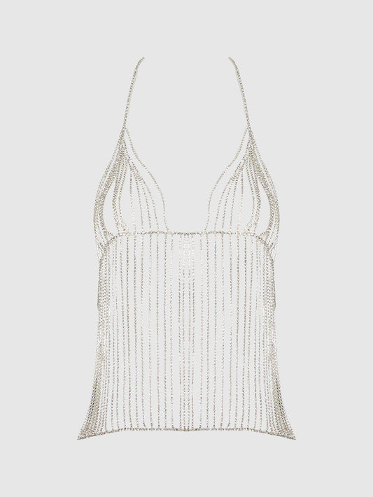RHINESTONE PLUNGE CAMI
