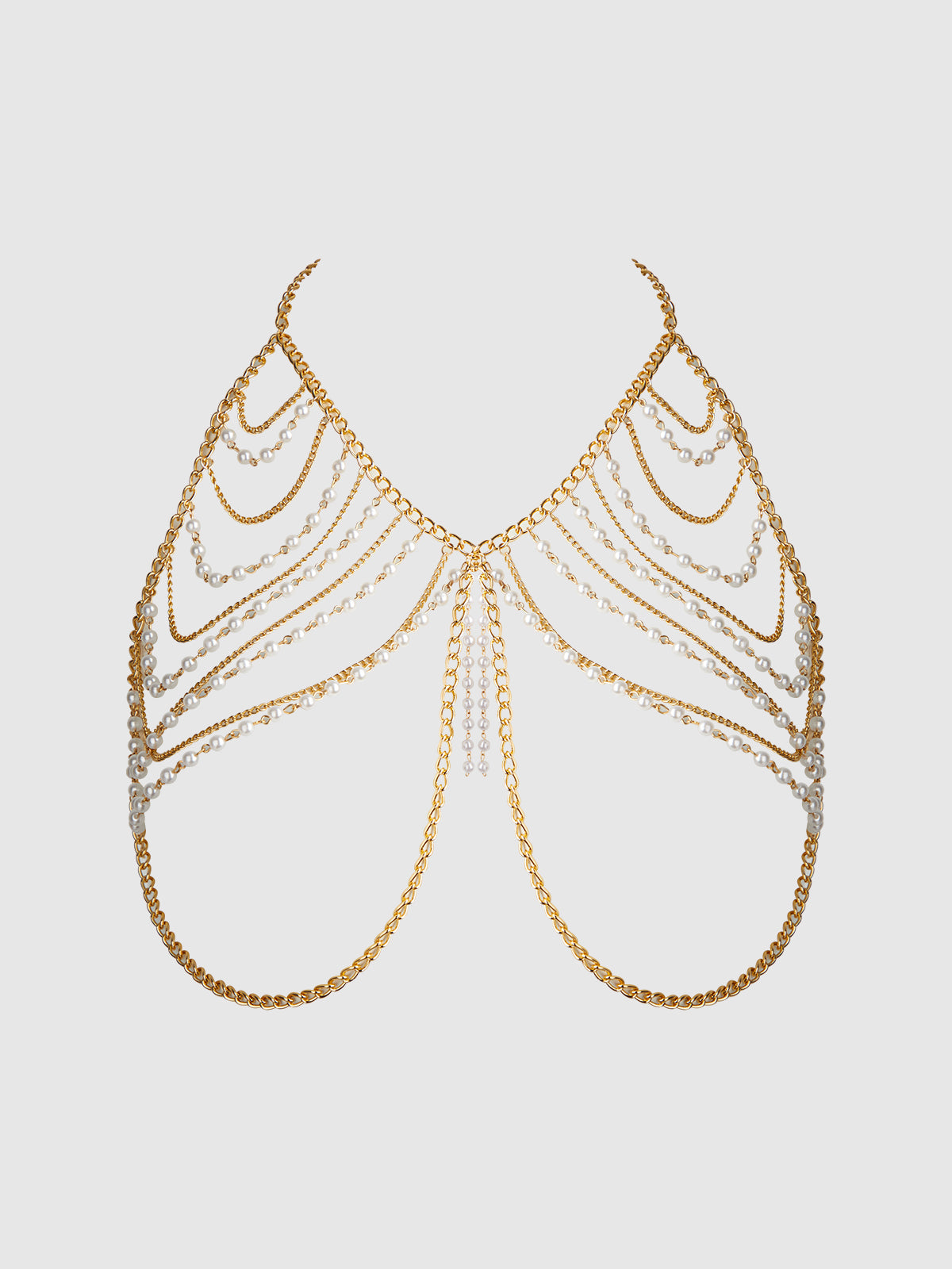PEARL & CHAIN DRAPED BRALETTE