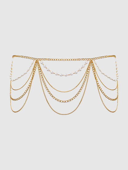 PEARL & CHAIN DRAPED GARTER