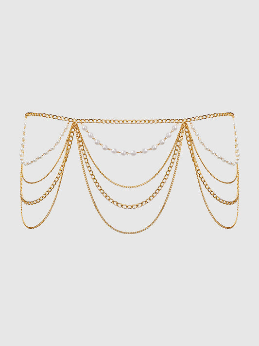 PEARL & CHAIN DRAPED GARTER