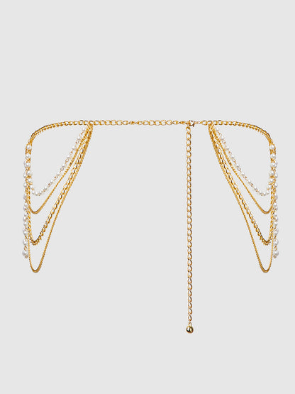 PEARL & CHAIN DRAPED GARTER
