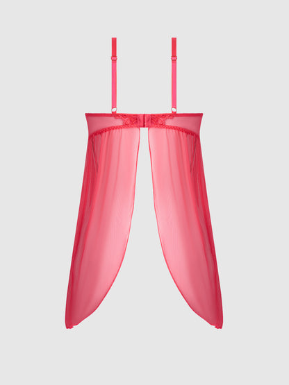 EDEN EMBROIDERED MESH & SATIN BABYDOLL