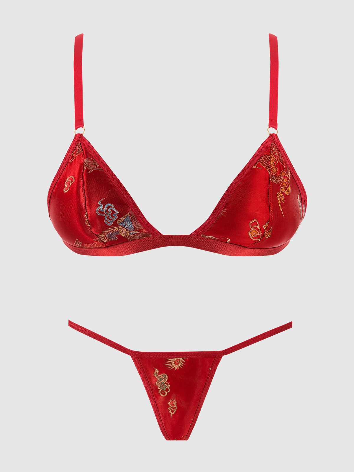 DRAGON SHEER ROBE WITH SATIN BRA & G-STRING SET