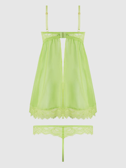 SHAVON LACE & CHIFFON BABYDOLL & G-STRING SET