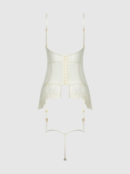 ROSALIE SATIN & EMBROIDERED LACE CHEMISE & G-STRING SET