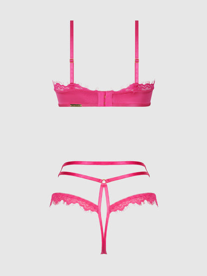ISSADORA OILSLICK & LACE PUSH UP BRA & STRAPPY BACK TANGA