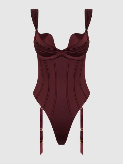 BRIGETA SATIN DRAPED PUSH UP TEDDY