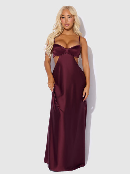 BRIGETA SATIN MONO WIRE LONG GOWN