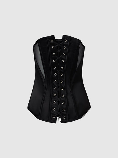 JULIET SATIN & MESH PLUNGE UNDERWIRE CORSET