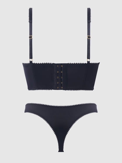 HARPER EMBROIDERED MESH & MICRO LONGLINE BRA & THONG SET