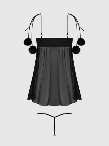 MARILYN MARABOU & MESH BABYDOLL & G-STRING SET