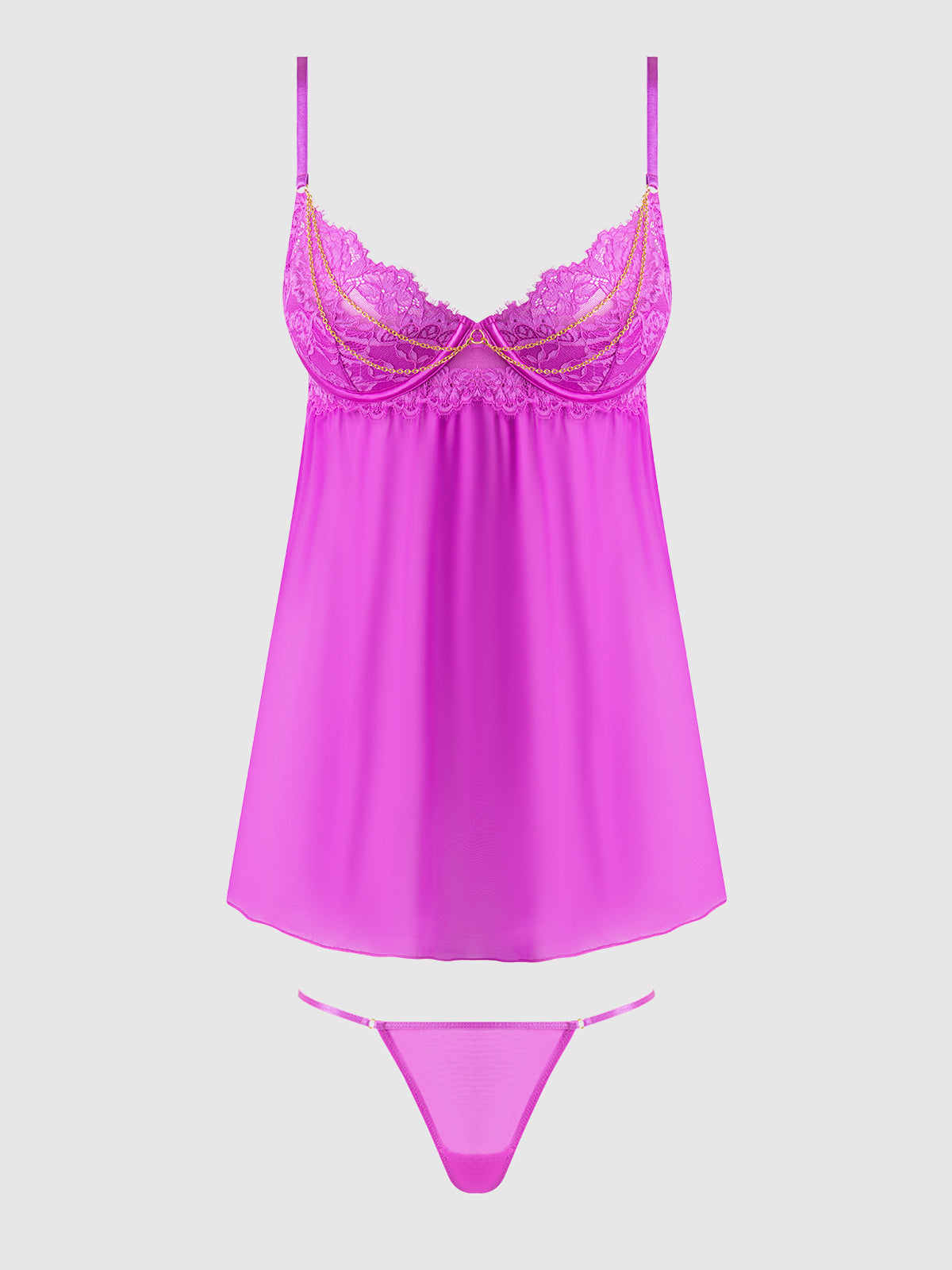 REANNA LACE & CHAIN BABYDOLL & G-STRING SET