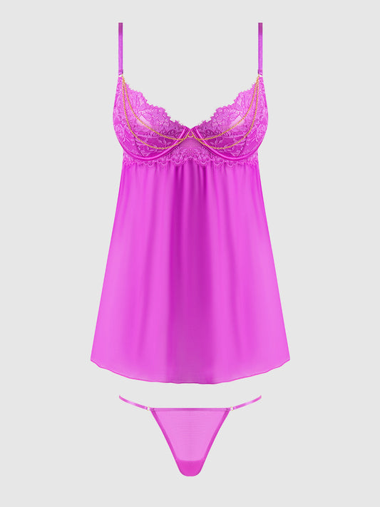 REANNA LACE & CHAIN BABYDOLL & G-STRING SET