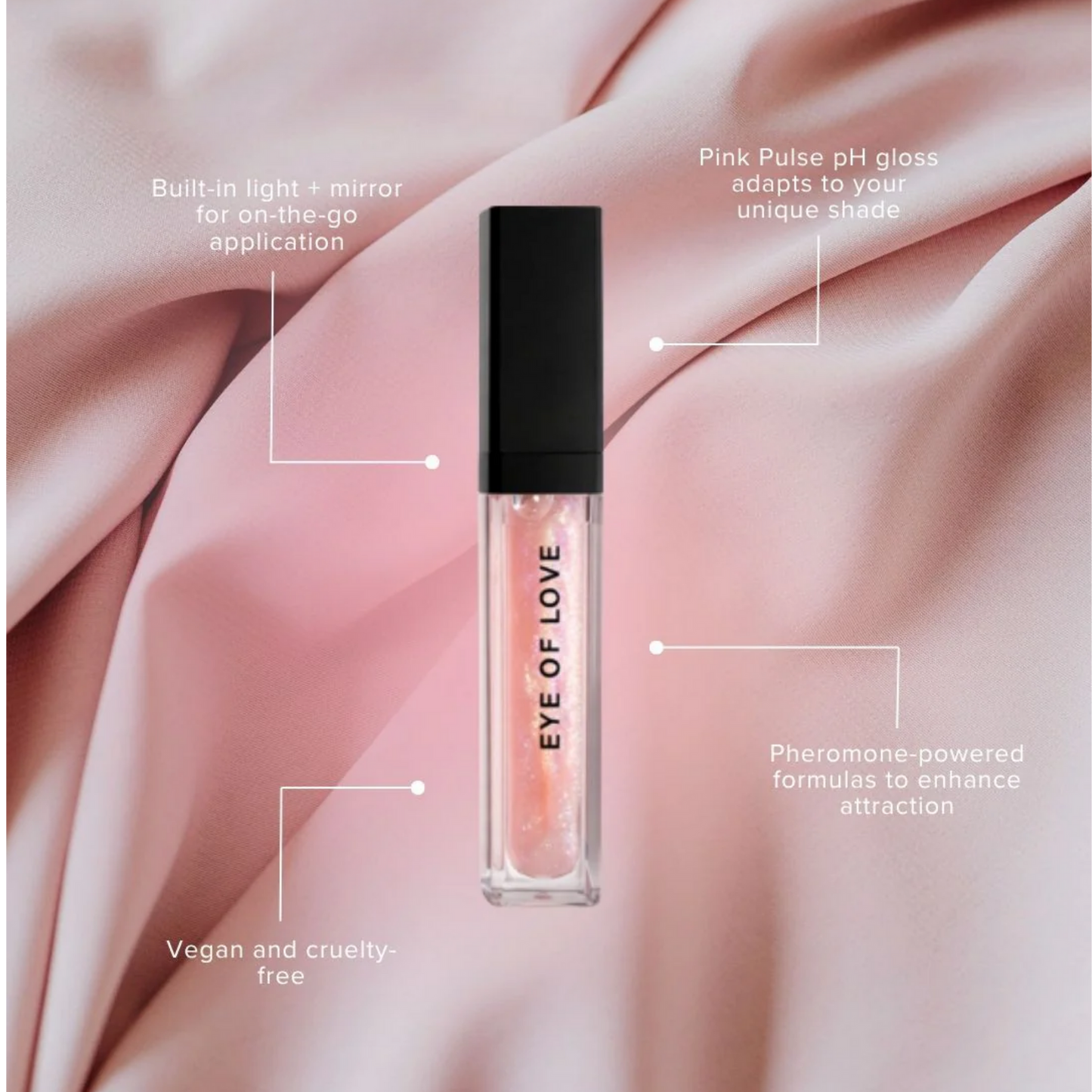 pheromone lip gloss, hydrating shine, fuller looking lips